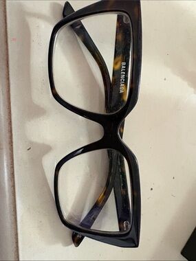 Balenciaga Black and Tortoiseshell Square Frame Glasses